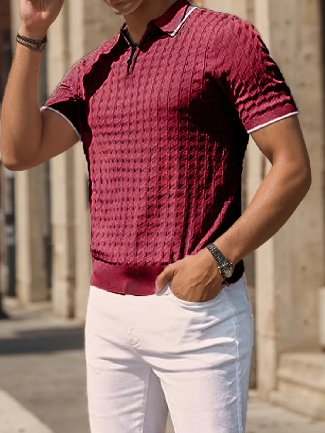 Knitted Textured Quarter Zip