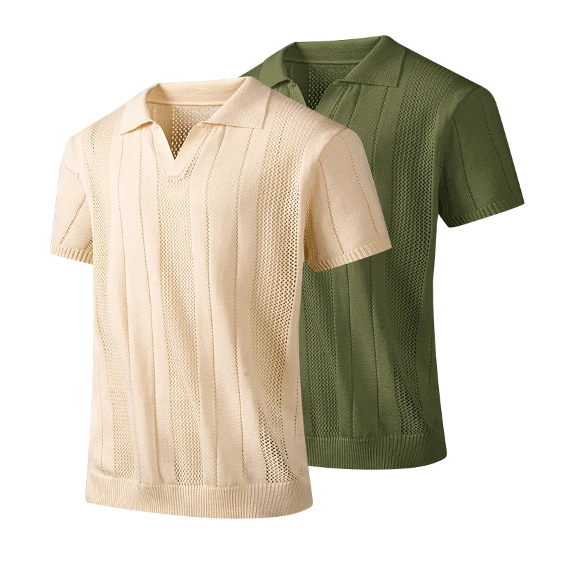 woven striped knitted Polo