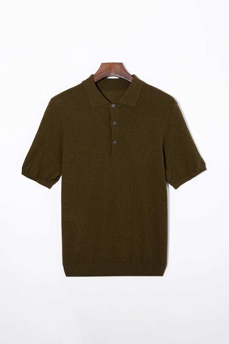 Silk Wool Blend Sweater Pullover Polo