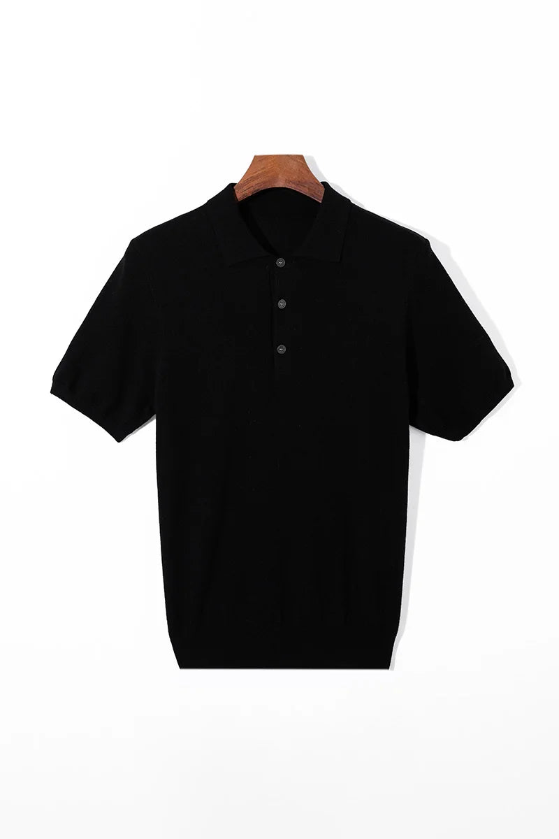 Silk Wool Blend Sweater Pullover Polo