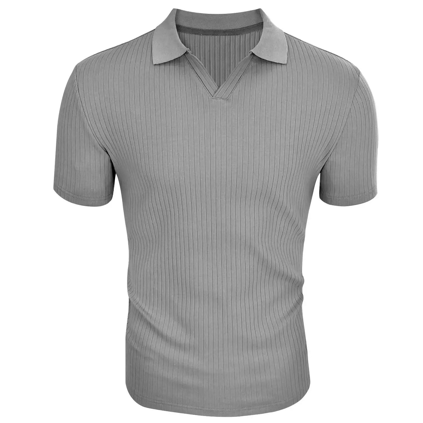 Ribbed V-Neck Polo