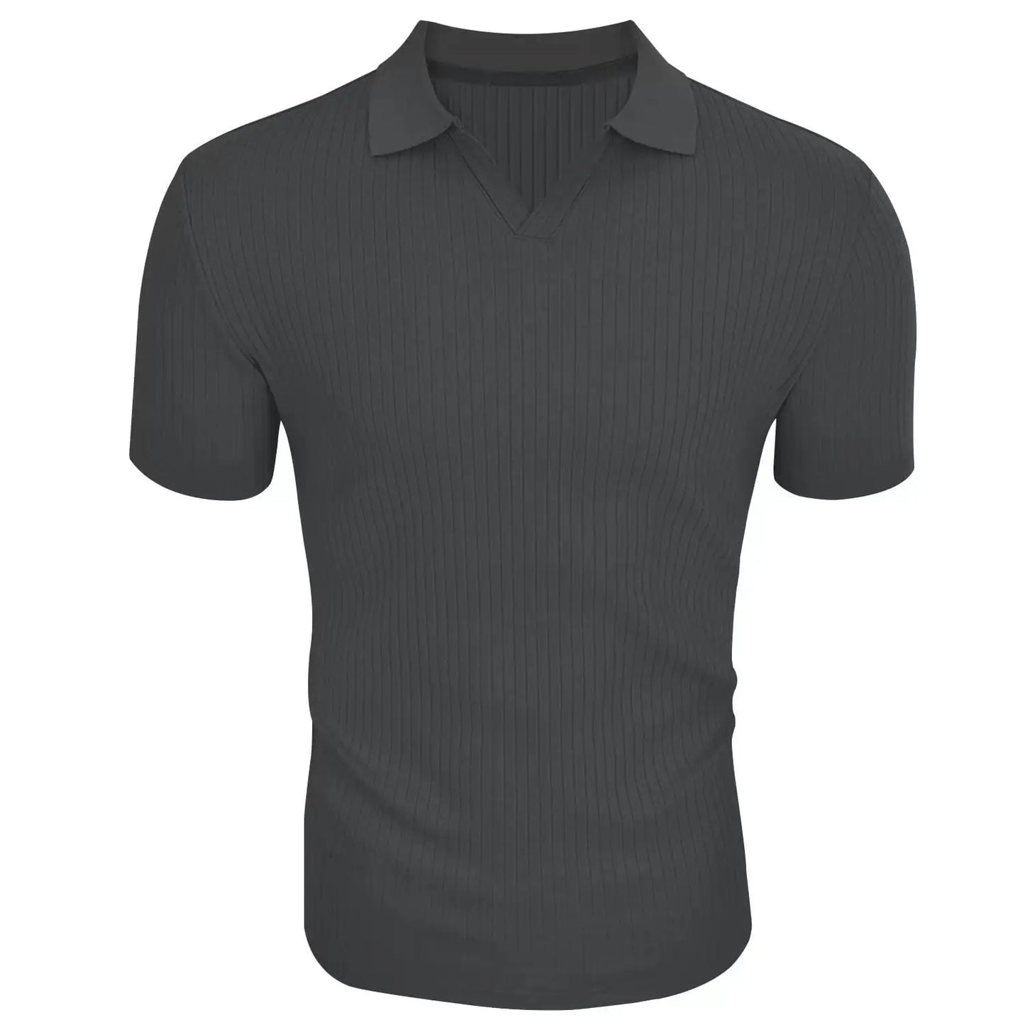Ribbed V-Neck Polo