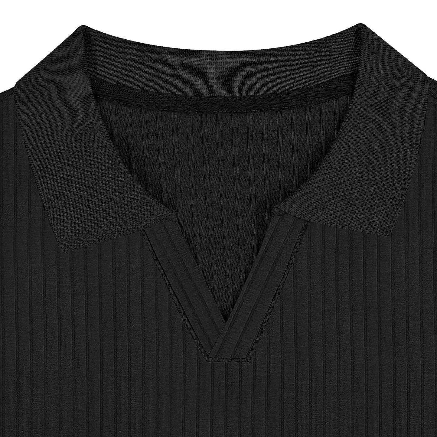 Ribbed V-Neck Polo