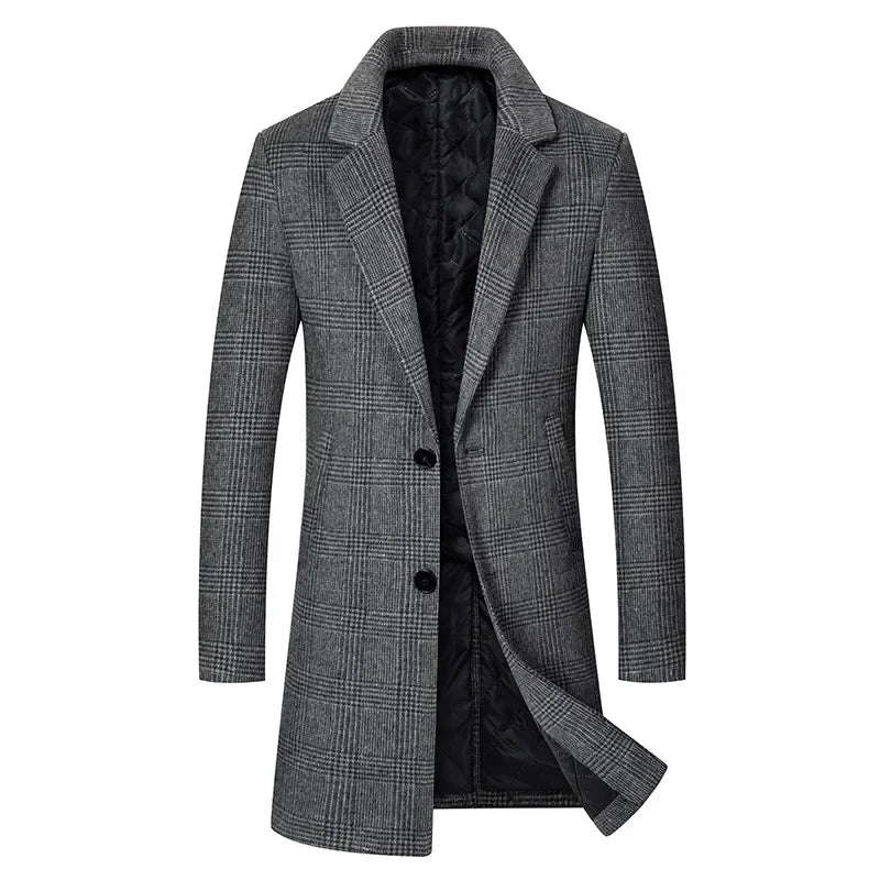 Men Cashmere Wool Blends Long Winter Jackets Trench Coats High Quality Winter Coats Male Business Casual Wool Trench Coats 4XL