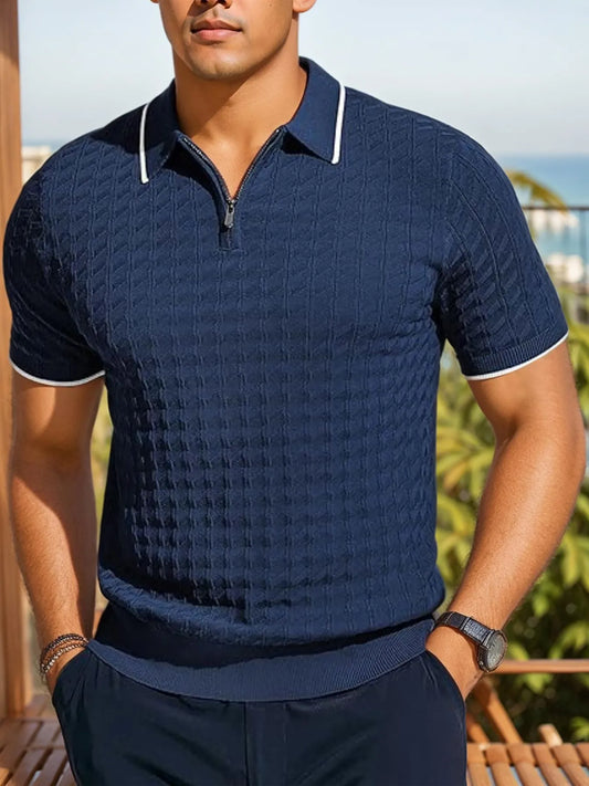 Knitted Textured Quarter Zip