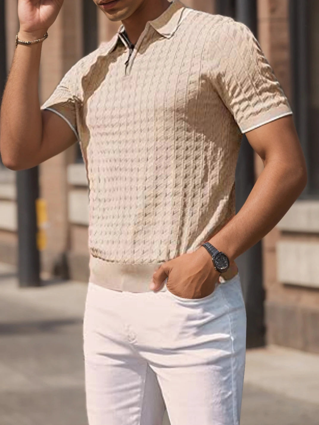 Knitted Textured Quarter Zip