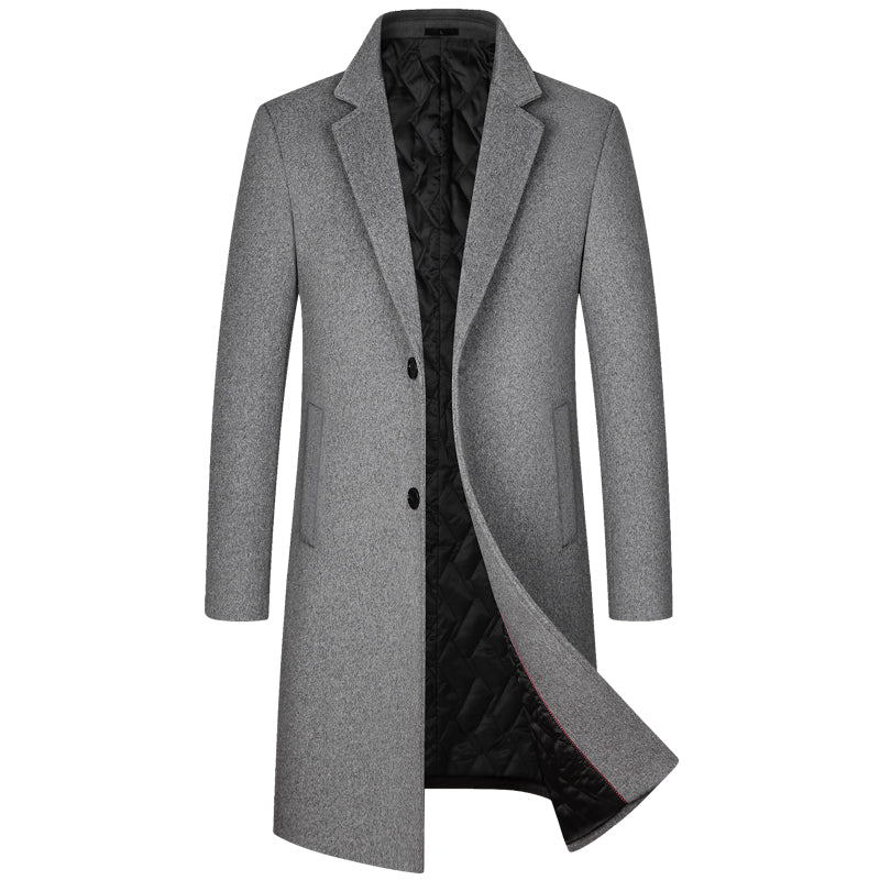 2025 Winter Wool Coat Men Fashion Long Wool Blends England Style Business Casual Trench Coat Men Solid Thick Wool Coats Jackets