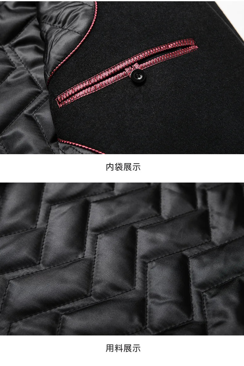 2025 Winter Wool Coat Men Fashion Long Wool Blends England Style Business Casual Trench Coat Men Solid Thick Wool Coats Jackets