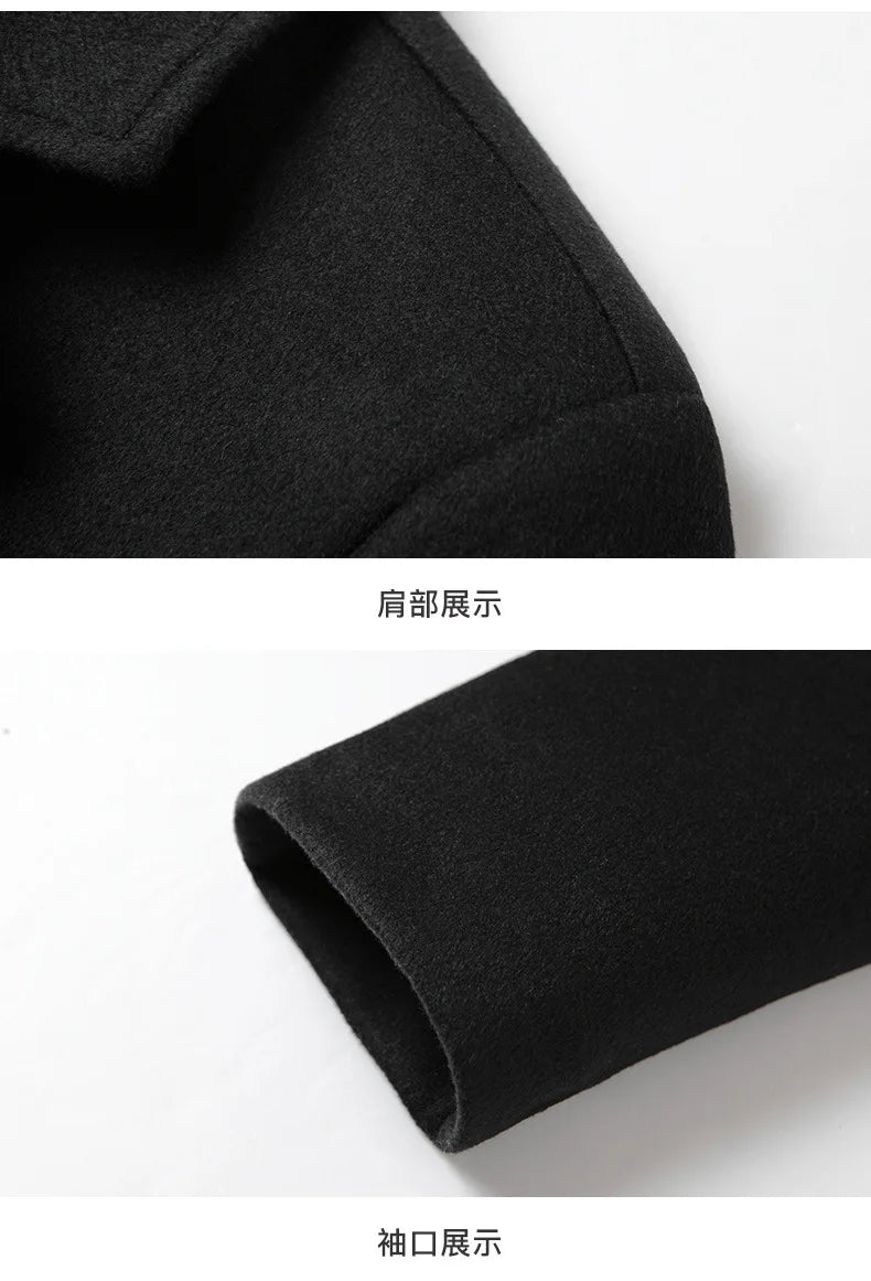 2025 Winter Wool Coat Men Fashion Long Wool Blends England Style Business Casual Trench Coat Men Solid Thick Wool Coats Jackets