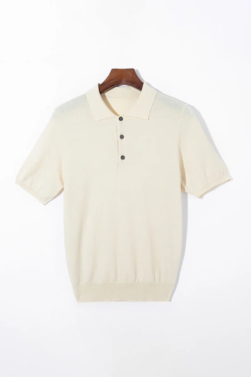 Silk Wool Blend Sweater Pullover Polo