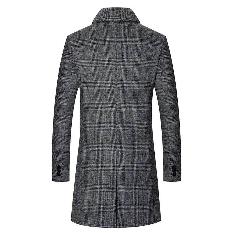 Men Cashmere Wool Blends Long Winter Jackets Trench Coats High Quality Winter Coats Male Business Casual Wool Trench Coats 4XL