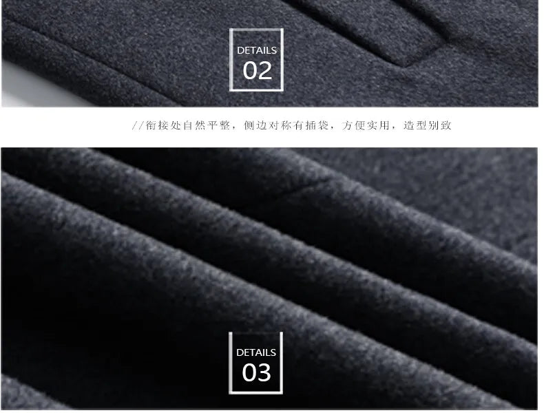 75.8% Sheep Wool Outdoor New Men's Fashion Everything Trend British Style Business Windbreaker Medium Long Woolen Coat