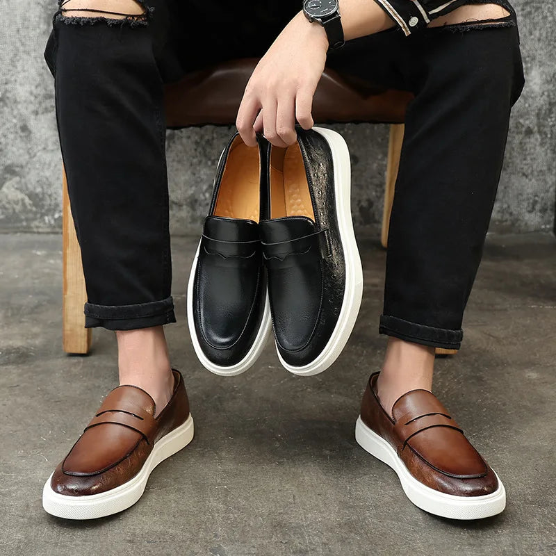 Embossed Leather Loafers