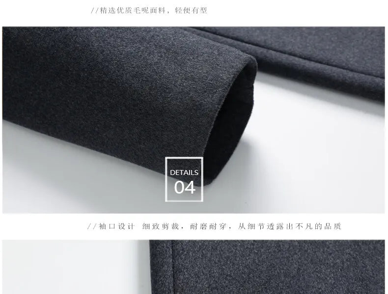 75.8% Sheep Wool Outdoor New Men's Fashion Everything Trend British Style Business Windbreaker Medium Long Woolen Coat