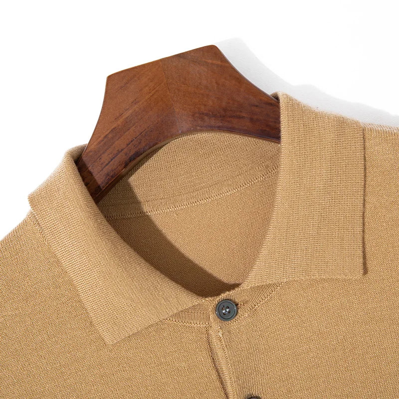 Silk Wool Blend Sweater Pullover Polo