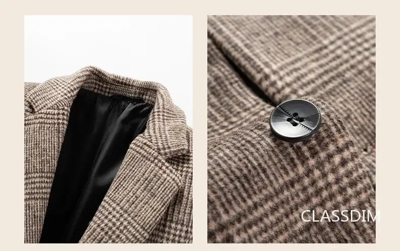 Men Cashmere Wool Blends Long Winter Jackets Trench Coats High Quality Winter Coats Male Business Casual Wool Trench Coats 4XL