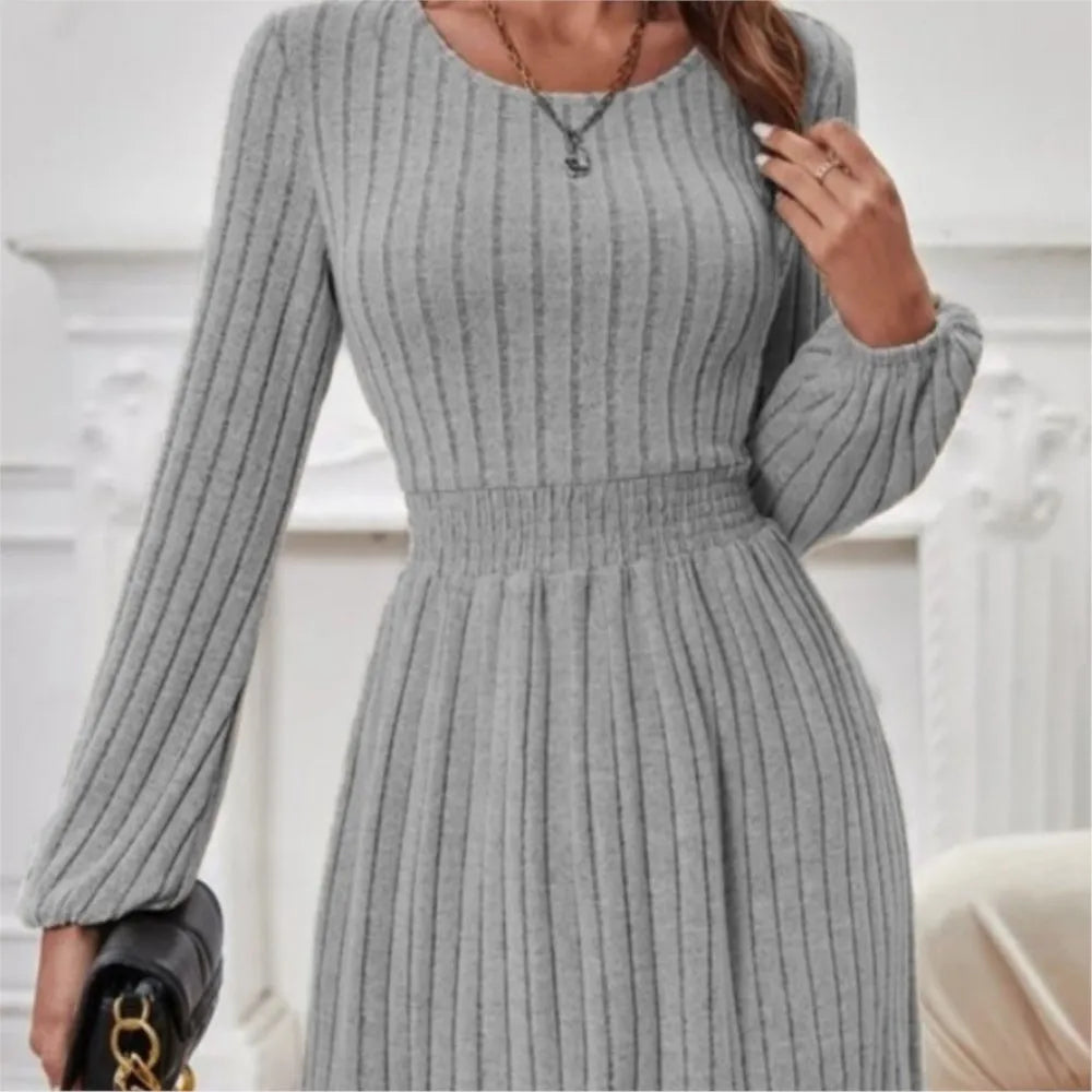 women O-Neck Knitted Dress