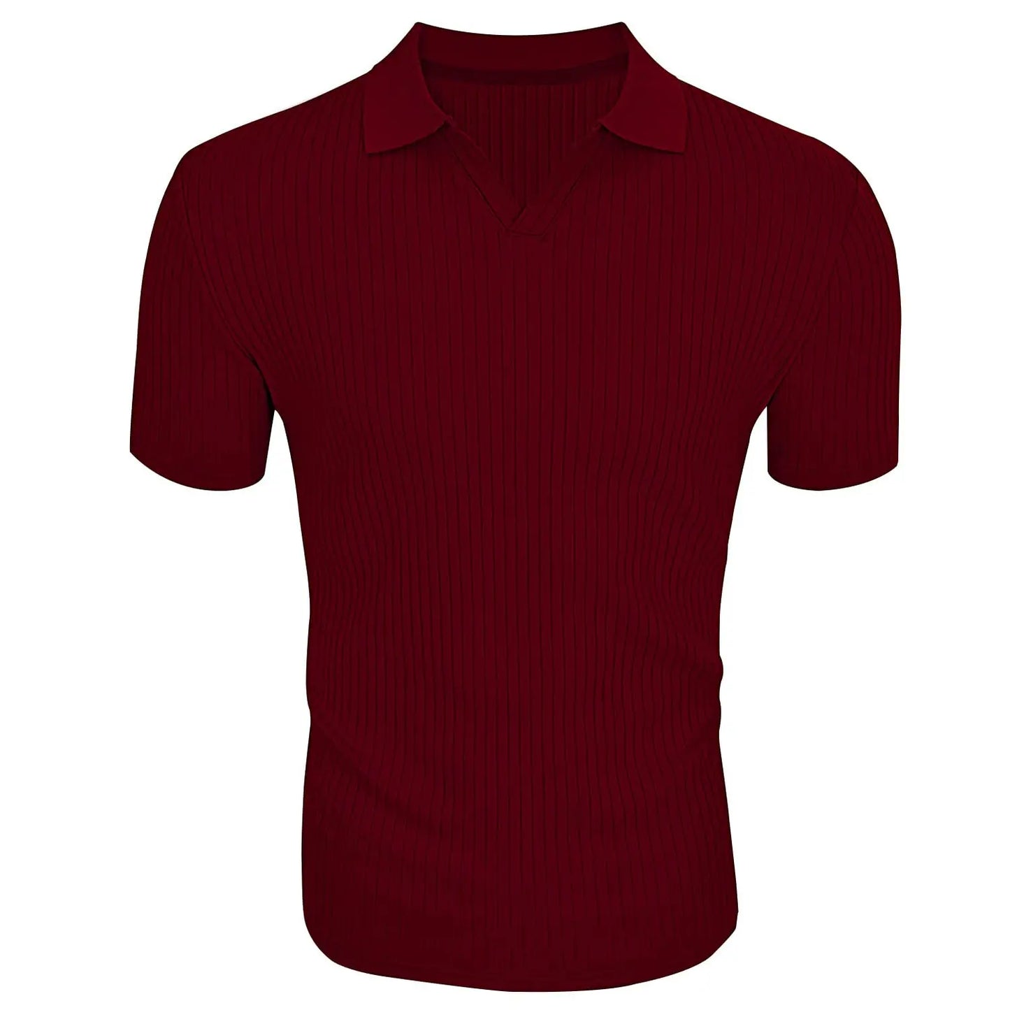 Ribbed V-Neck Polo