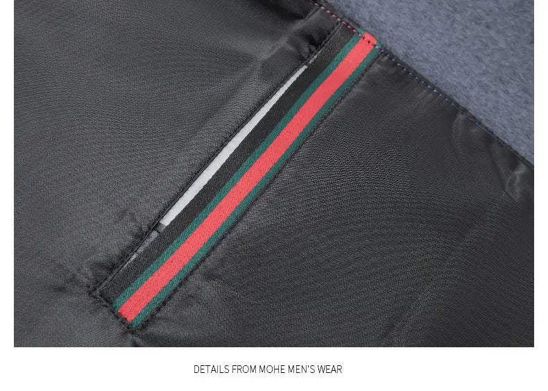 High-quality men's fashionable, stylish and versatile solid-color casual long woolen overcoat, wool woolen overcoat