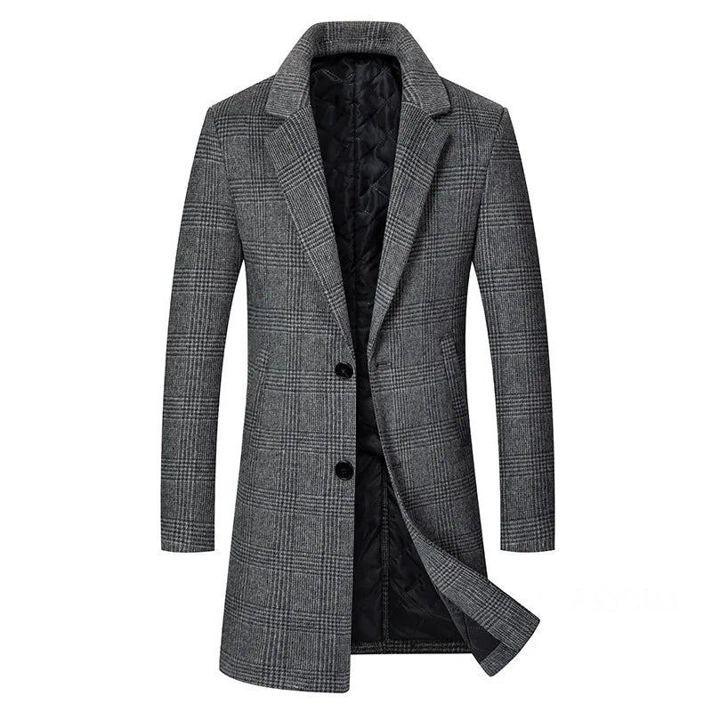 Men Cashmere Wool Blends Long Winter Jackets Trench Coats High Quality Winter Coats Male Business Casual Wool Trench Coats 4XL