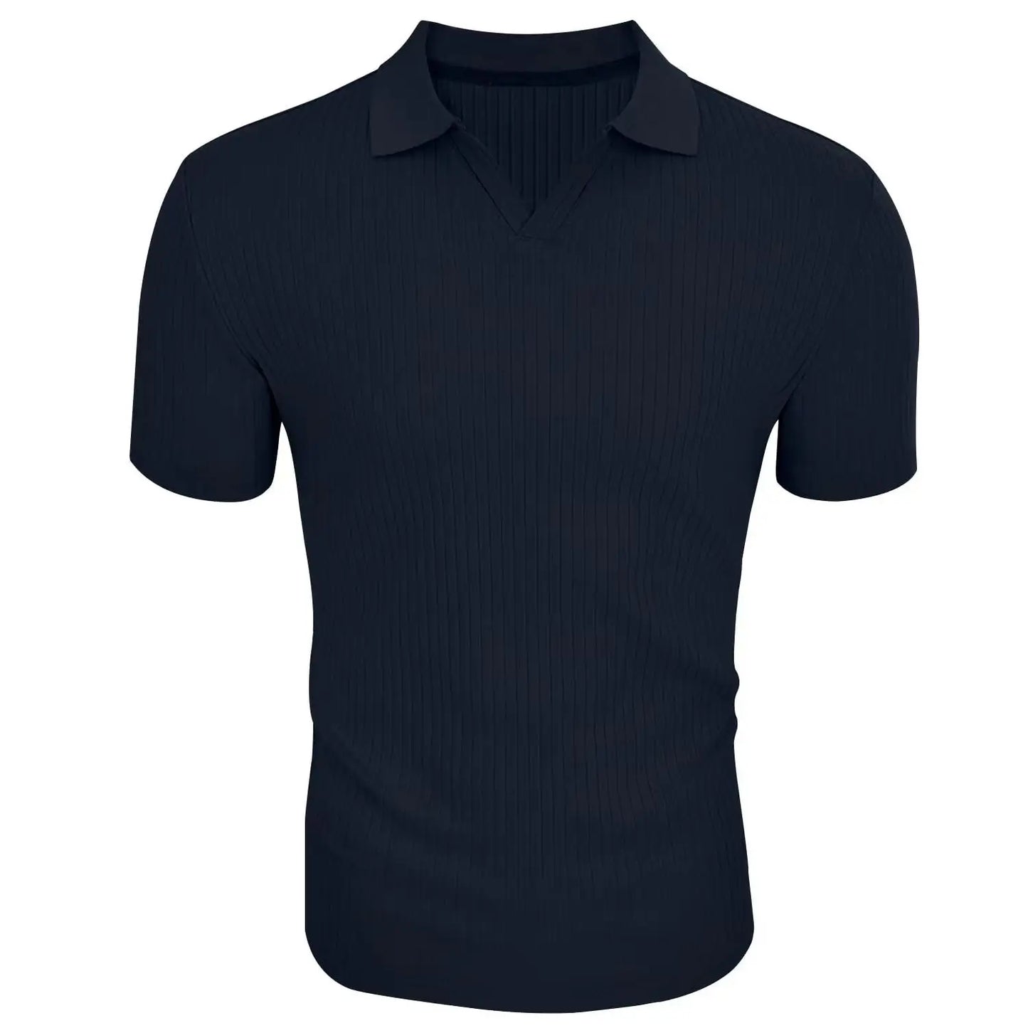 Ribbed V-Neck Polo
