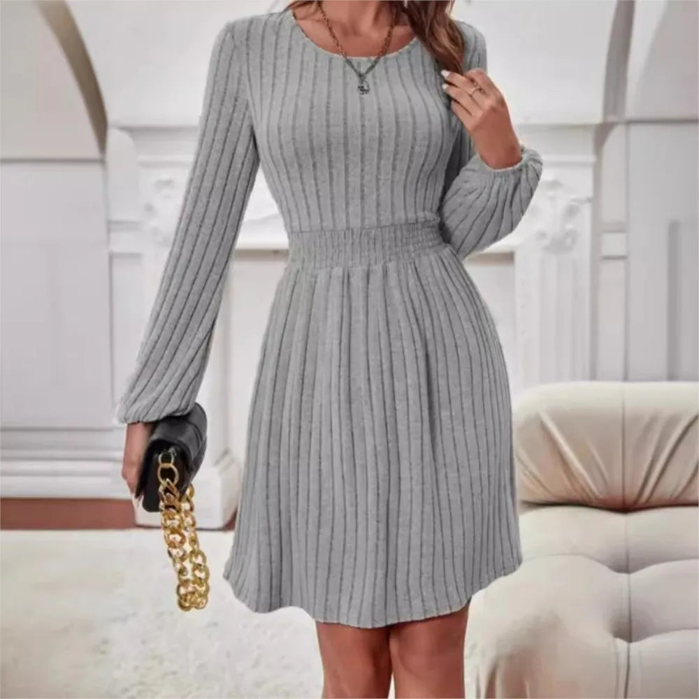 women O-Neck Knitted Dress