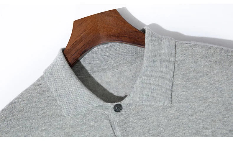 Silk Wool Blend Sweater Pullover Polo