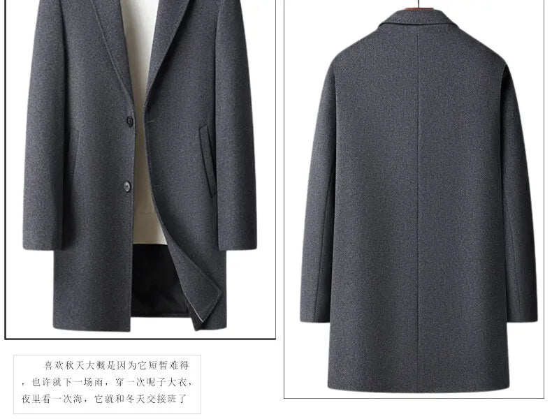 75.8% Sheep Wool Outdoor New Men's Fashion Everything Trend British Style Business Windbreaker Medium Long Woolen Coat