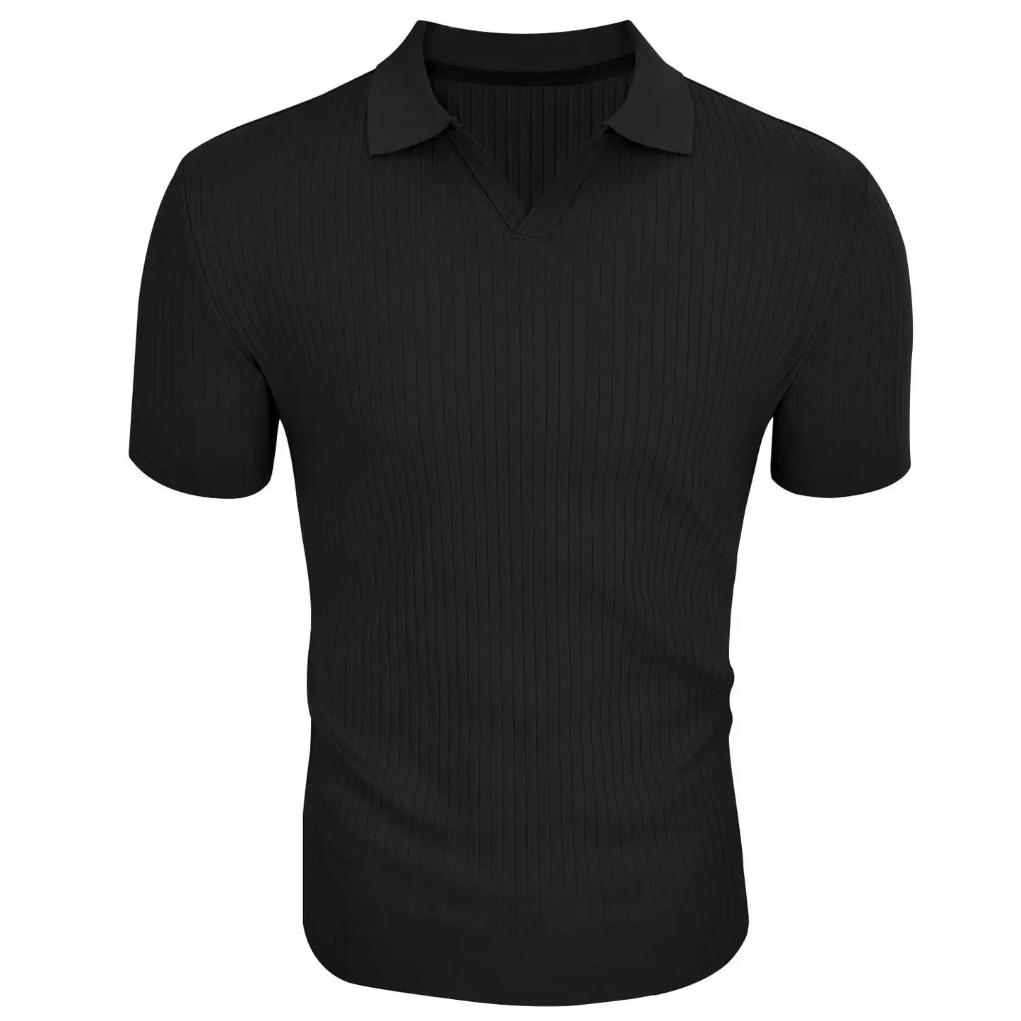 Ribbed V-Neck Polo