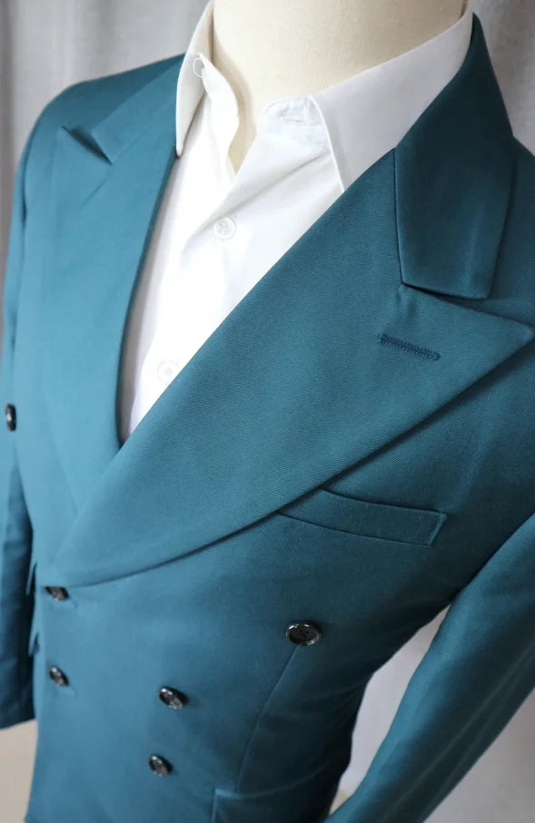 Solid Color Double Breasted Suit (Slim Fit)