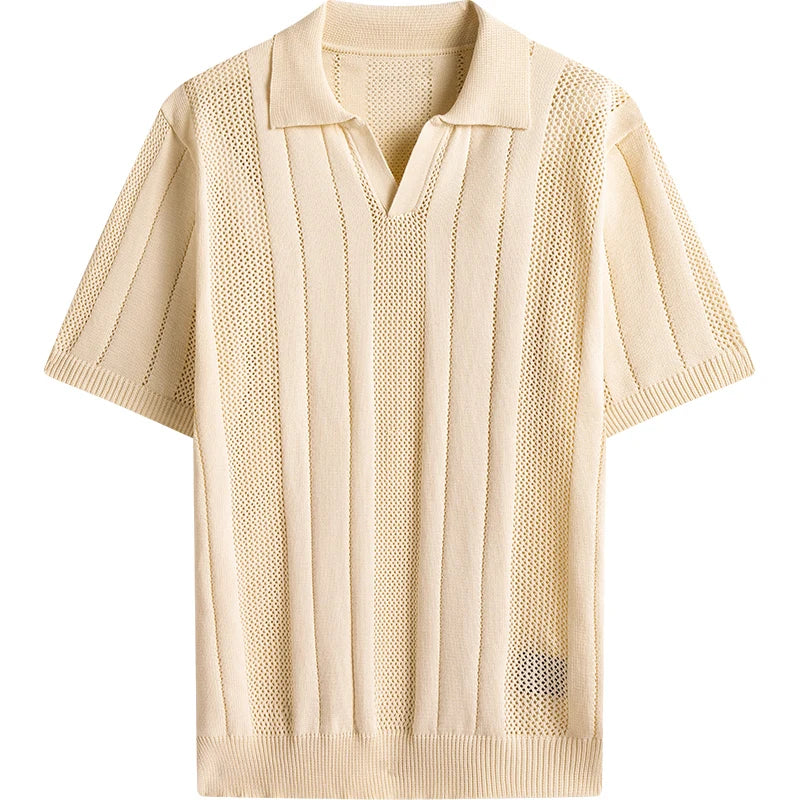 woven striped knitted Polo