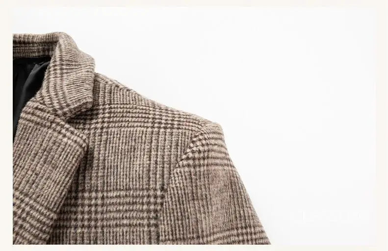 Men Cashmere Wool Blends Long Winter Jackets Trench Coats High Quality Winter Coats Male Business Casual Wool Trench Coats 4XL