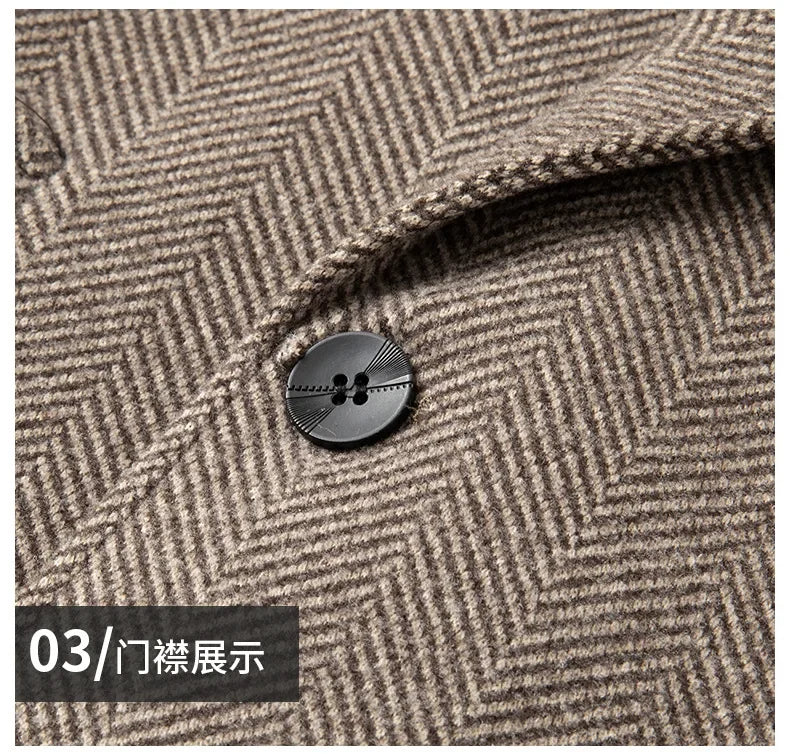 New Winter Men Double Breasted Business Casual Woolen Coats Cashmere Warm Trench Coats Long Jackets High Quality Male Overcoats