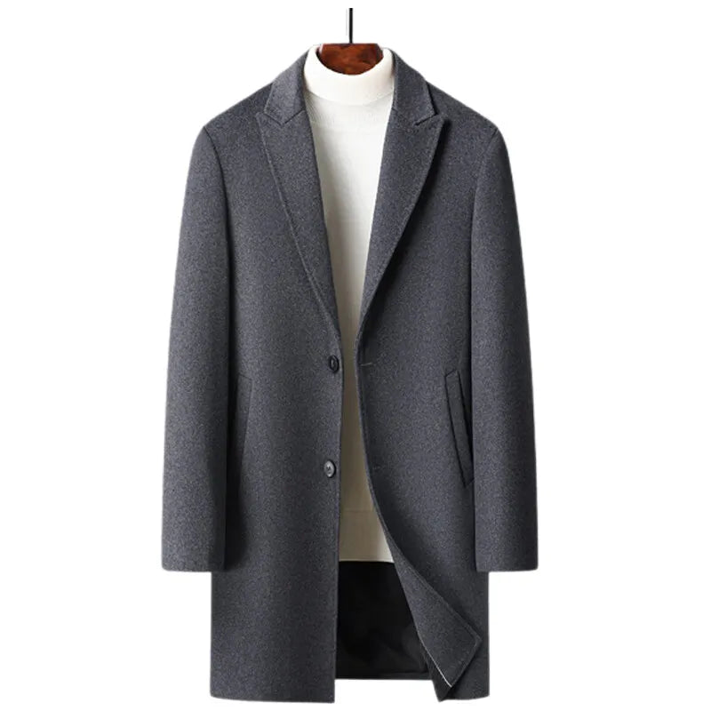 75.8% Sheep Wool Outdoor New Men's Fashion Everything Trend British Style Business Windbreaker Medium Long Woolen Coat