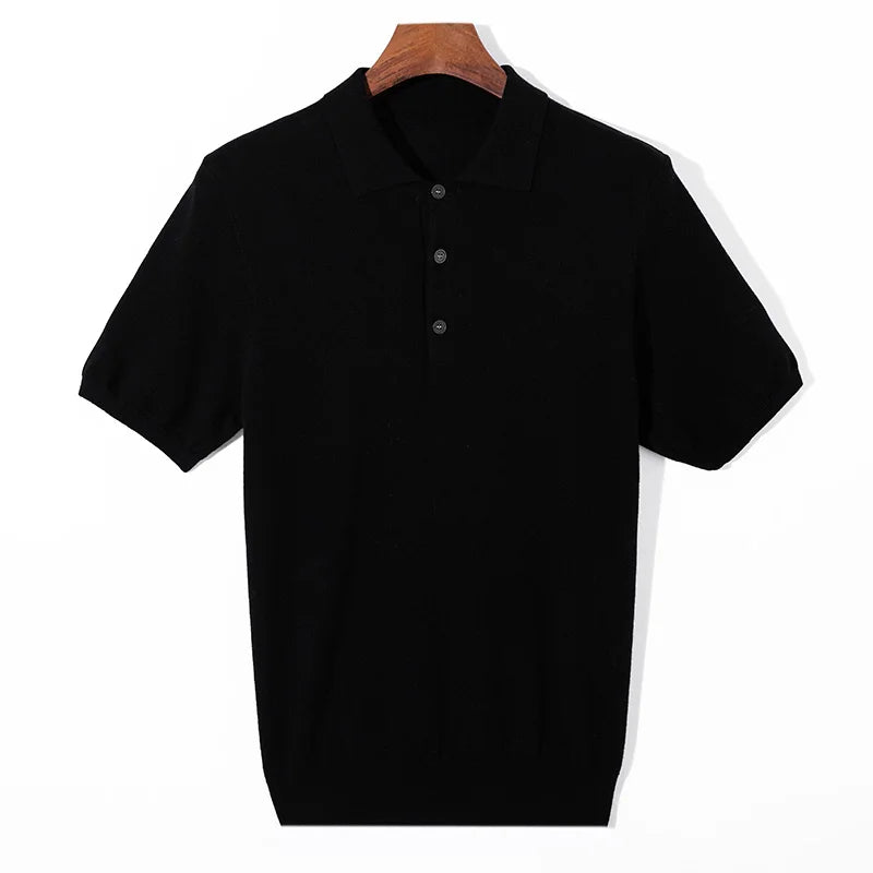 Silk Wool Blend Sweater Pullover Polo