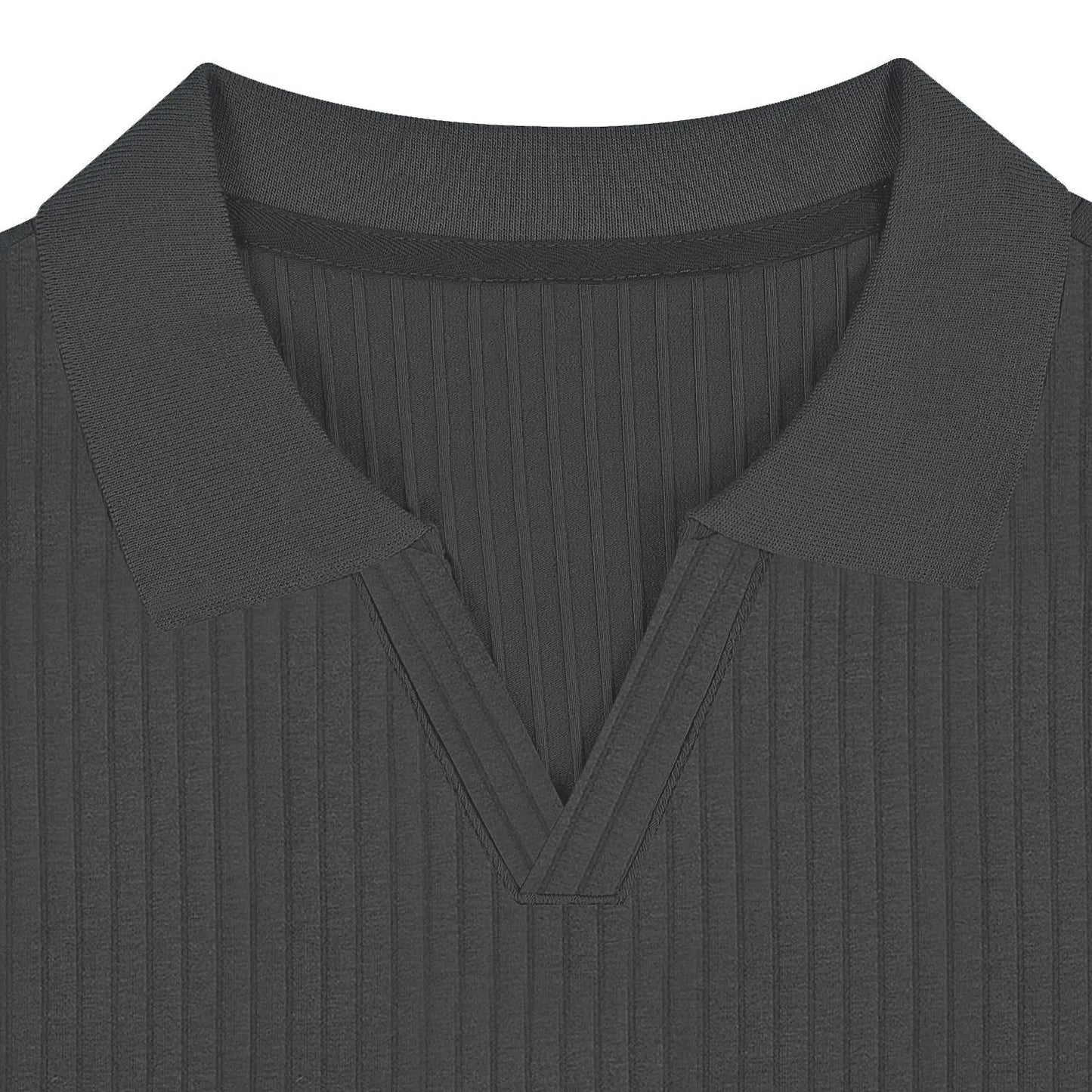 Ribbed V-Neck Polo